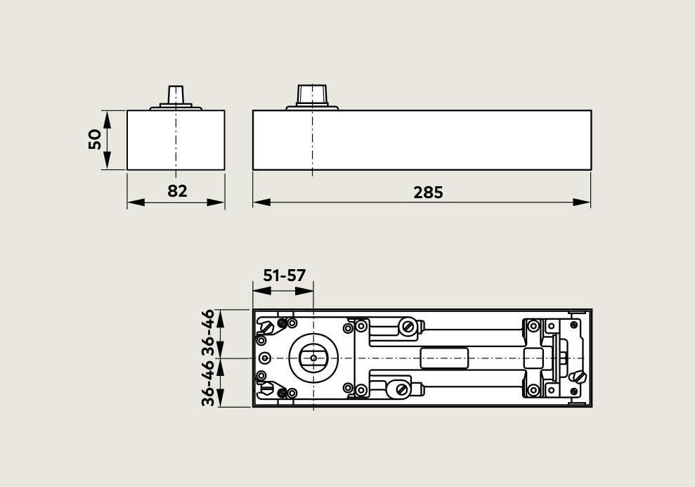 Чертеж доводчик BTS 75V Чертеж доводчик BTS 75V